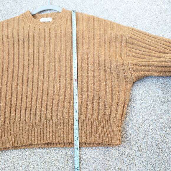 Sophie Rue Tan Ribbed Knit Crewneck Lond Sleeve Jumper Sweater, size XS - Picture 4 of 7